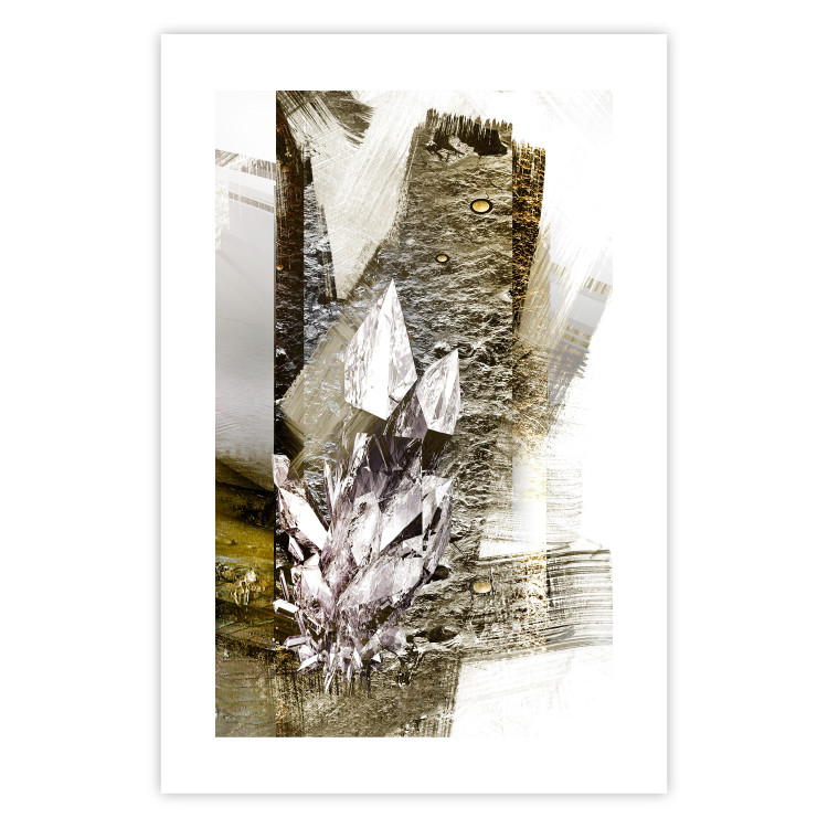 Poster Diamond - silver crystal and geometric golden abstract in the background 118311 additionalImage 19