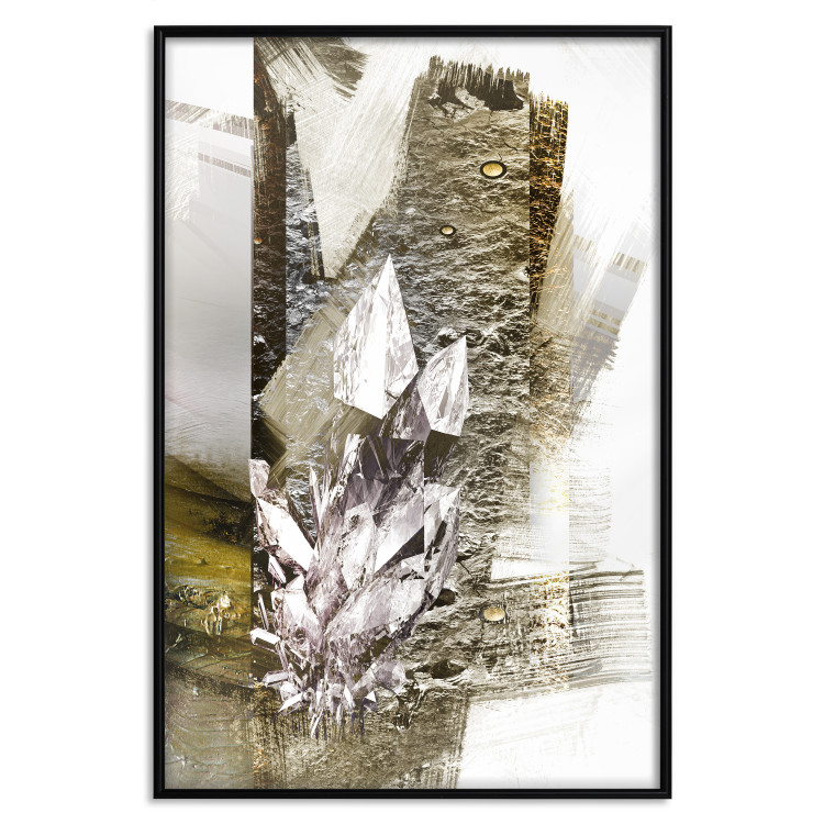 Poster Diamond - silver crystal and geometric golden abstract in the background 118311 additionalImage 18