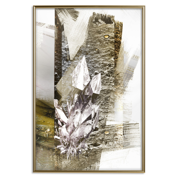 Poster Diamond - silver crystal and geometric golden abstract in the background 118311 additionalImage 16