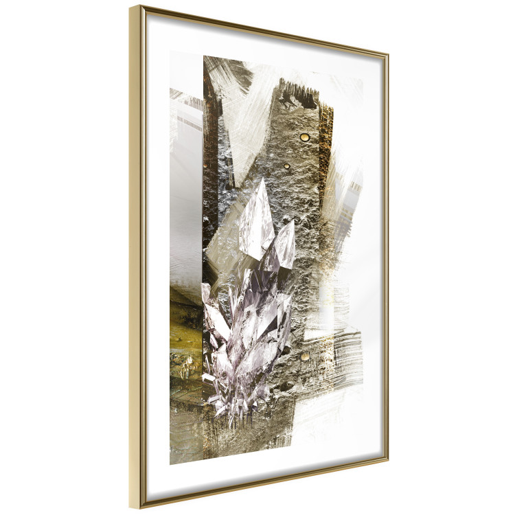Poster Diamond - silver crystal and geometric golden abstract in the background 118311 additionalImage 6