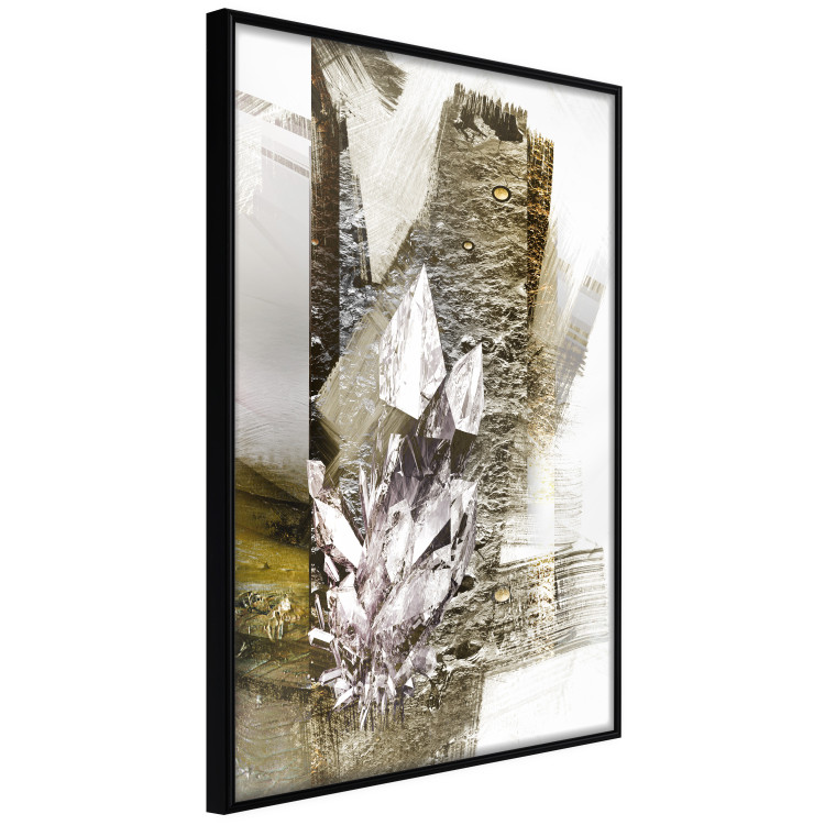 Poster Diamond - silver crystal and geometric golden abstract in the background 118311 additionalImage 10