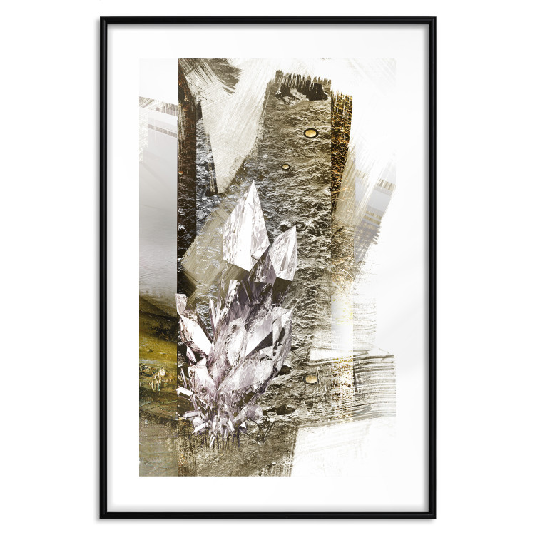 Poster Diamond - silver crystal and geometric golden abstract in the background 118311 additionalImage 15
