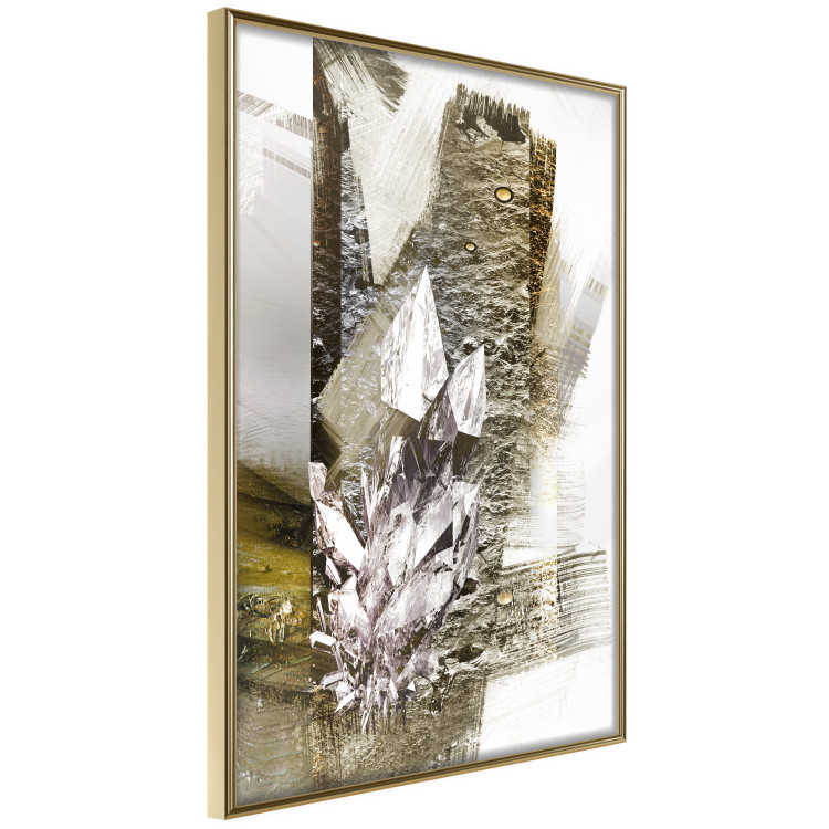 Poster Diamond - silver crystal and geometric golden abstract in the background 118311 additionalImage 12