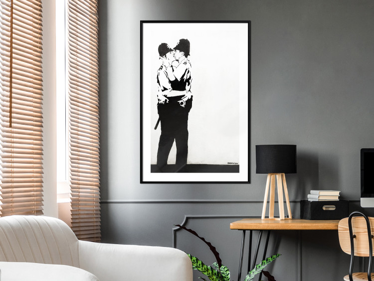 Wall Poster Cops' Kiss - graffiti with two men in Banksy style 119211 additionalImage 4