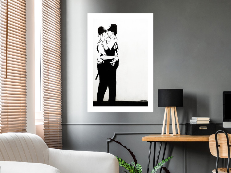 Wall Poster Cops' Kiss - graffiti with two men in Banksy style 119211 additionalImage 4