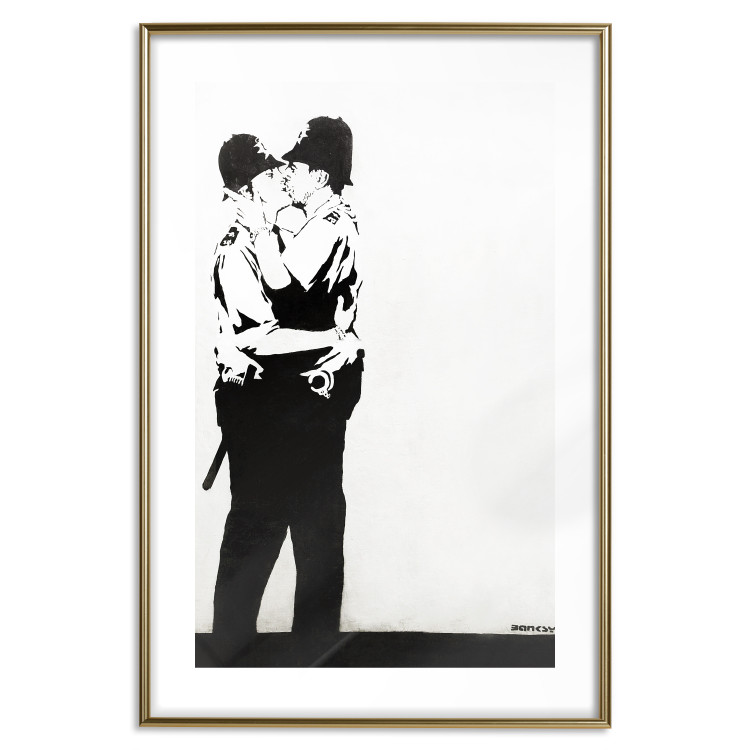 Wall Poster Cops' Kiss - graffiti with two men in Banksy style 119211 additionalImage 27