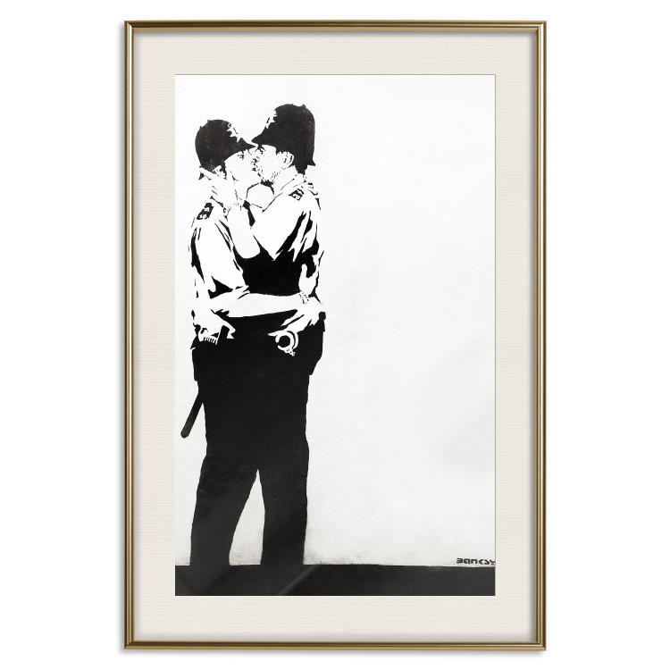 Wall Poster Cops' Kiss - graffiti with two men in Banksy style 119211 additionalImage 24