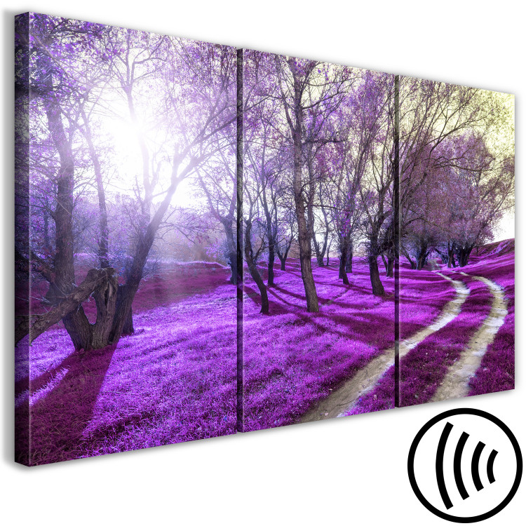 Canvas Art Print Purple alley - forest landscape with lavender plain and sunlight 122211 additionalImage 6