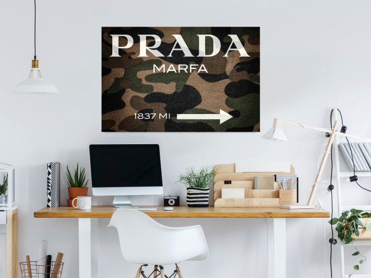 Wall Poster Camo Prada - white English brand name and numbers on military texture 122311 additionalImage 23