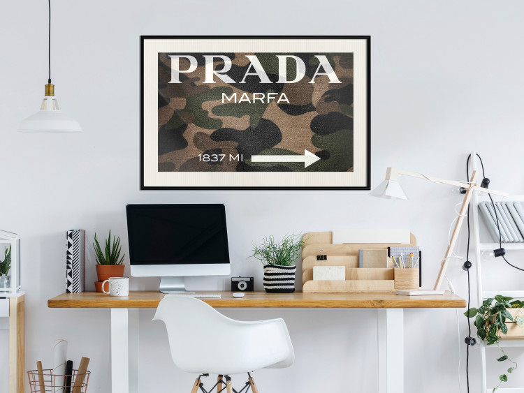 Wall Poster Camo Prada - white English brand name and numbers on military texture 122311 additionalImage 22