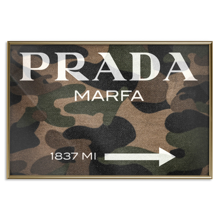 Wall Poster Camo Prada - white English brand name and numbers on military texture 122311 additionalImage 20