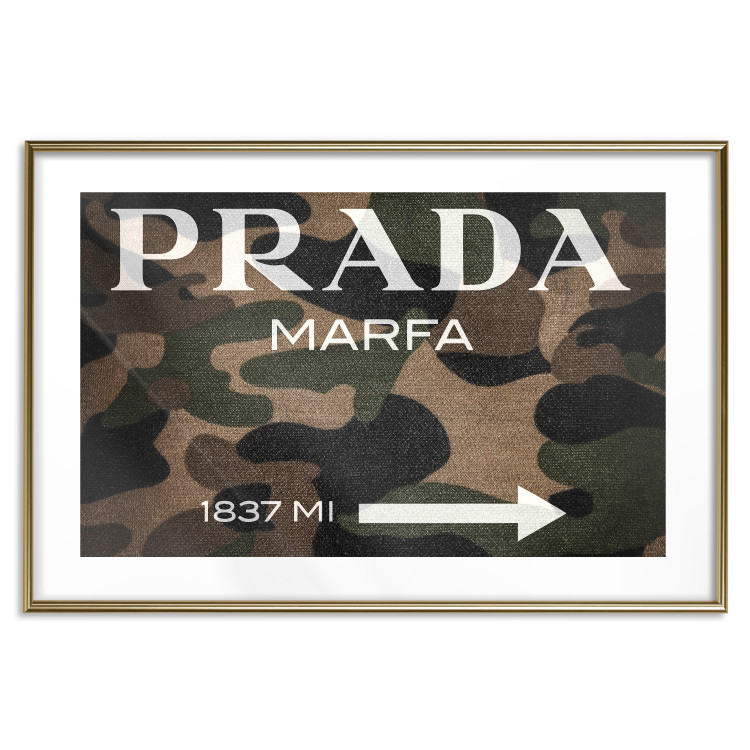 Wall Poster Camo Prada - white English brand name and numbers on military texture 122311 additionalImage 16