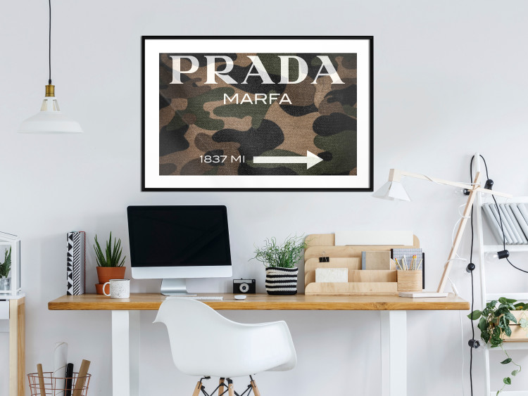 Wall Poster Camo Prada - white English brand name and numbers on military texture 122311 additionalImage 6