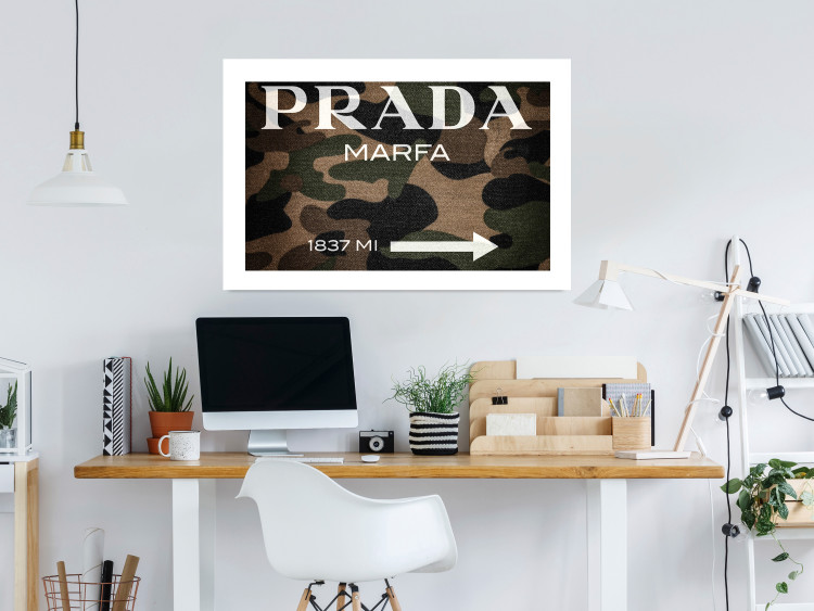 Wall Poster Camo Prada - white English brand name and numbers on military texture 122311 additionalImage 4