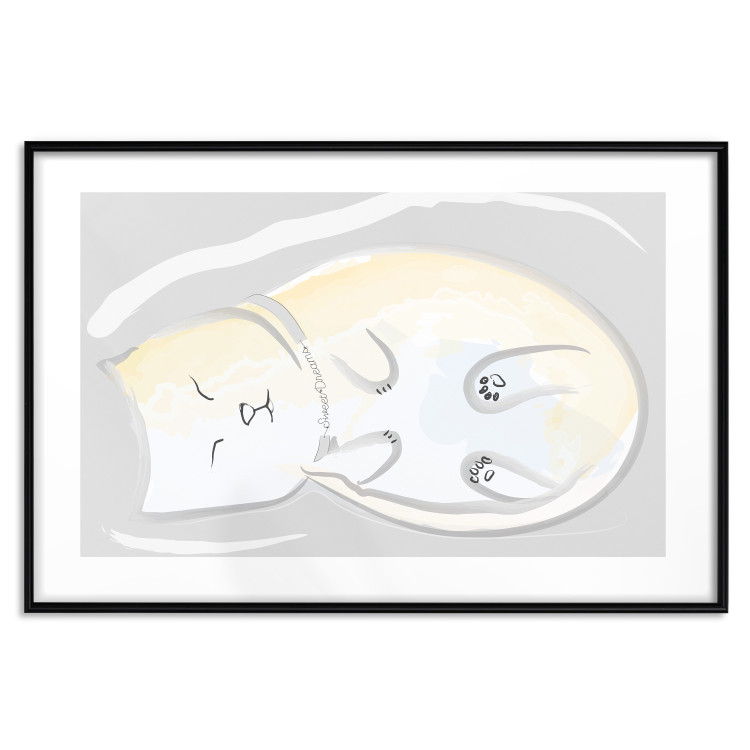 Wall Poster Sleeping Kitty - abstract white upside-down lying animal 122911 additionalImage 15