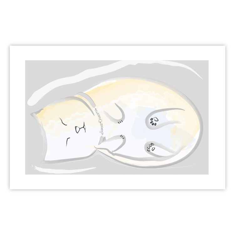 Wall Poster Sleeping Kitty - abstract white upside-down lying animal 122911 additionalImage 19