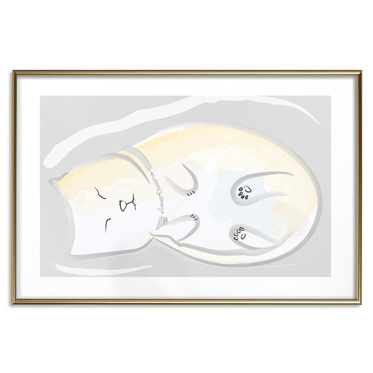 Wall Poster Sleeping Kitty - abstract white upside-down lying animal 122911 additionalImage 14