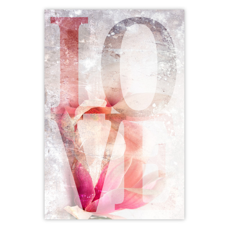 Poster Magnolia Love - colorful English text on a concrete texture background 123411
