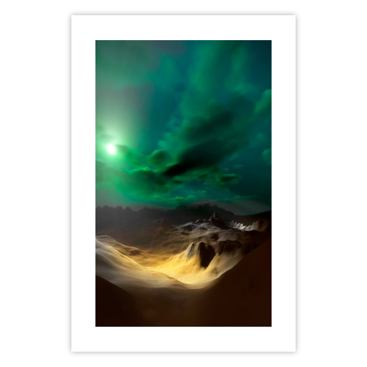 Wall Poster Bright Night - landscape of moonlight on green sky and clouds 123611 additionalImage 19