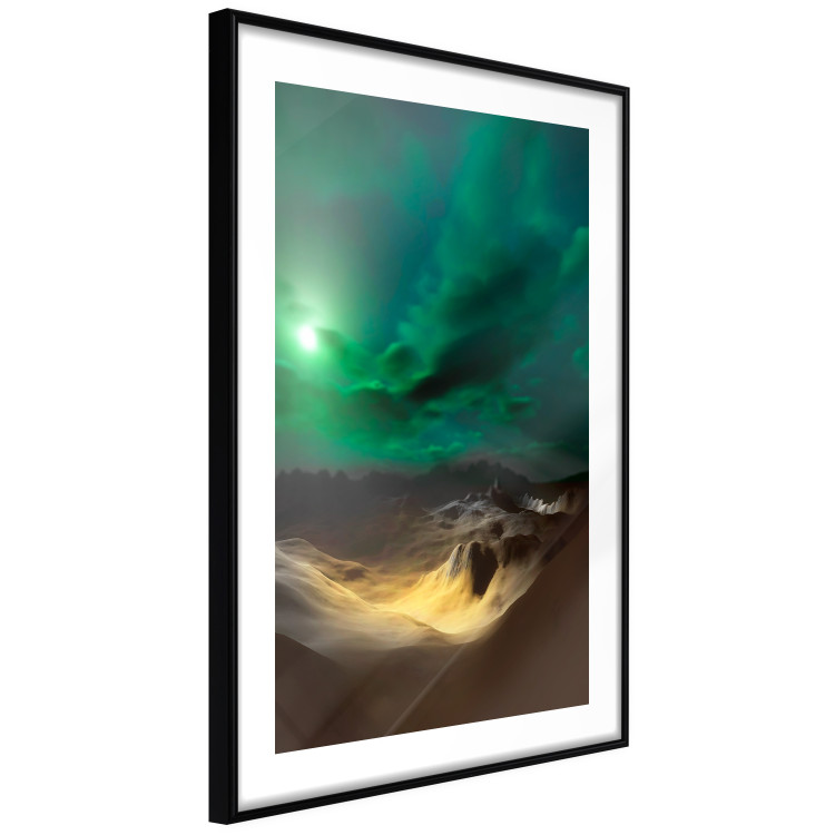 Wall Poster Bright Night - landscape of moonlight on green sky and clouds 123611 additionalImage 11