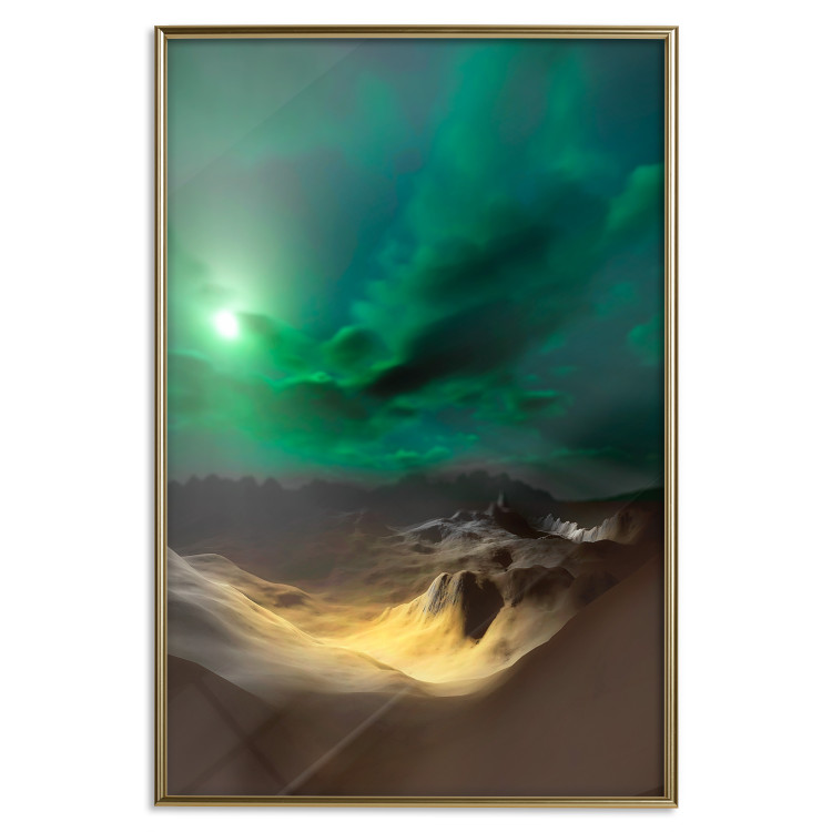 Wall Poster Bright Night - landscape of moonlight on green sky and clouds 123611 additionalImage 16