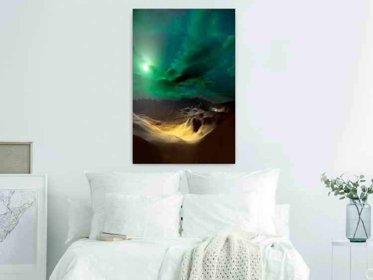 Wall Poster Bright Night - landscape of moonlight on green sky and clouds 123611 additionalImage 17