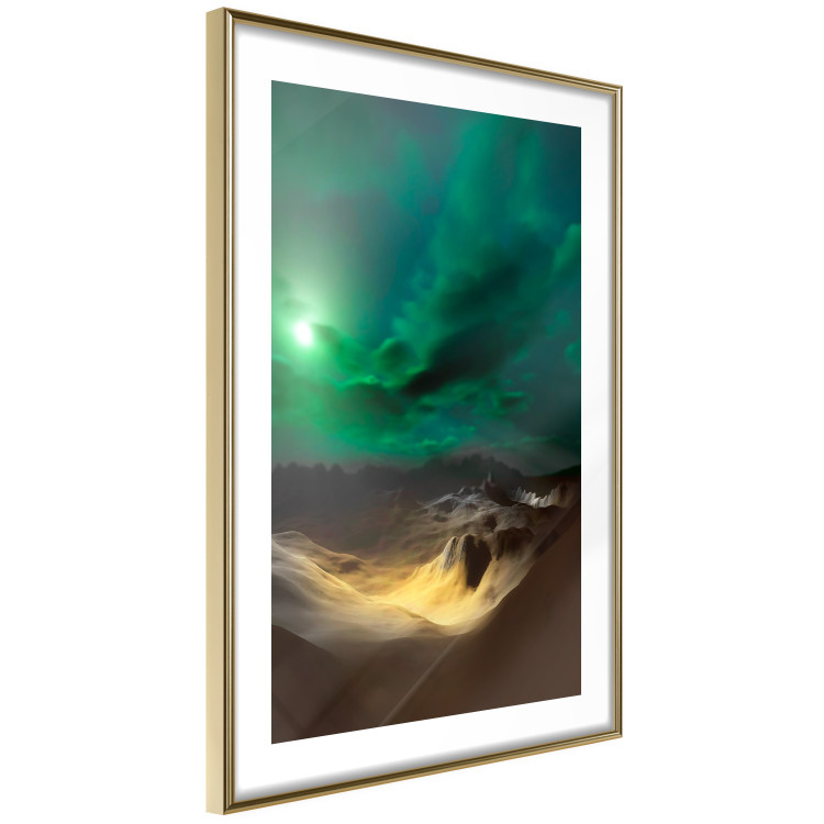 Wall Poster Bright Night - landscape of moonlight on green sky and clouds 123611 additionalImage 6
