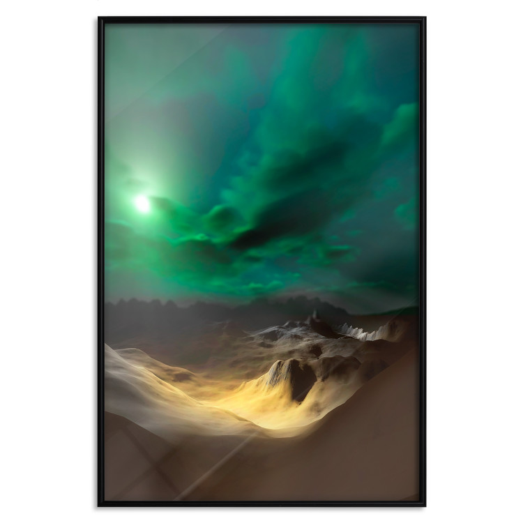 Wall Poster Bright Night - landscape of moonlight on green sky and clouds 123611 additionalImage 18