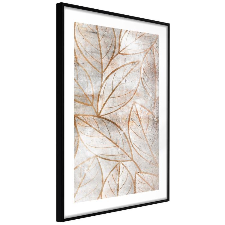 Poster Wind Script - natural concrete texture with brown leaf contours 125411 additionalImage 11