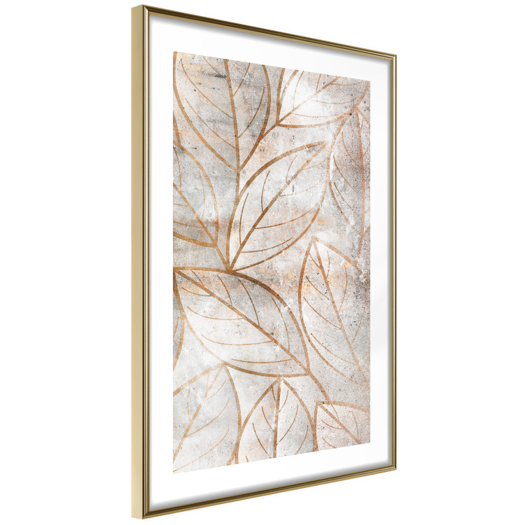 Poster Wind Script - natural concrete texture with brown leaf contours 125411 additionalImage 6