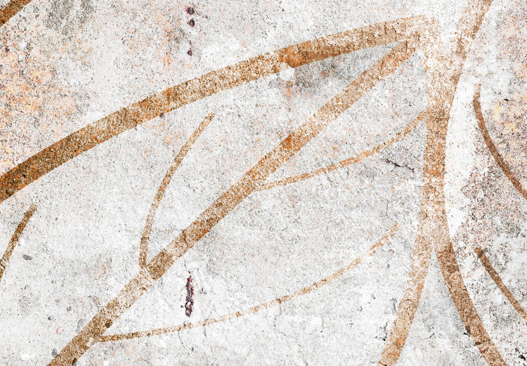 Poster Wind Script - natural concrete texture with brown leaf contours 125411 additionalImage 9