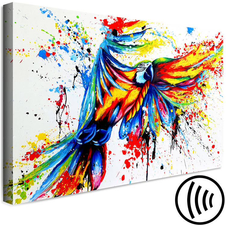 Canvas Print Spectacular Flight (1-part) wide - abstraction with a colorful parrot 127311 additionalImage 6