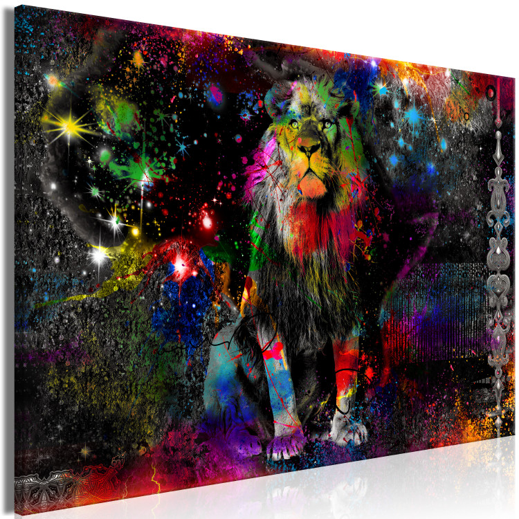 Canvas Colorful Africa (1-part) wide - abstract colorful lion 128411 additionalImage 2