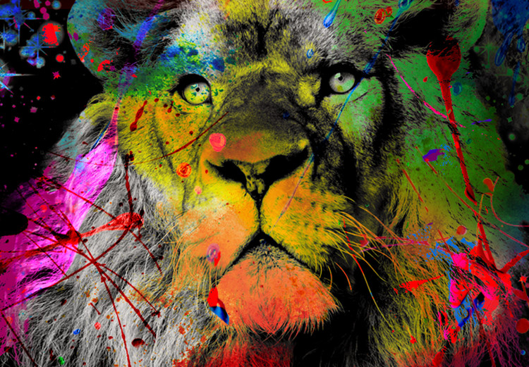 Canvas Colorful Africa (1-part) wide - abstract colorful lion 128411 additionalImage 4