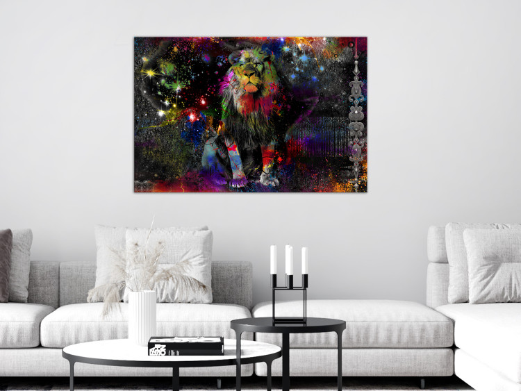 Canvas Colorful Africa (1-part) wide - abstract colorful lion 128411 additionalImage 3