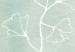 Wall Poster Minty Ginkgo - white line art of a plant with flowers on a mint background 130811 additionalThumb 9