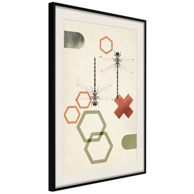 Poster Dragonflies and Geometry - abstract composition of colorful figures and insects 131811 additionalImage 2