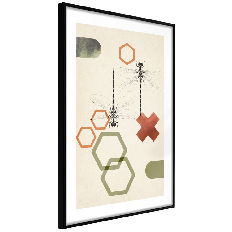 Poster Dragonflies and Geometry - abstract composition of colorful figures and insects 131811 additionalImage 8