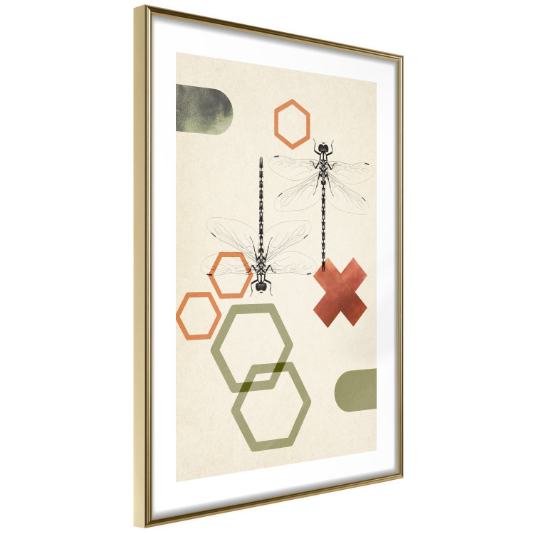 Poster Dragonflies and Geometry - abstract composition of colorful figures and insects 131811 additionalImage 9