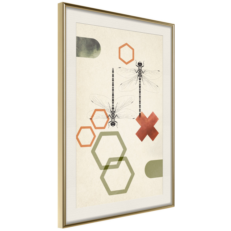 Poster Dragonflies and Geometry - abstract composition of colorful figures and insects 131811 additionalImage 3
