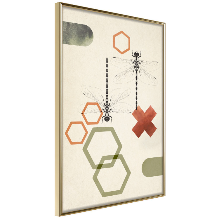 Poster Dragonflies and Geometry - abstract composition of colorful figures and insects 131811 additionalImage 12