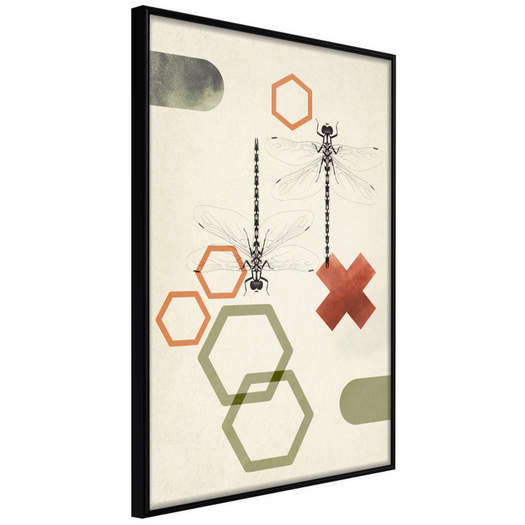 Poster Dragonflies and Geometry - abstract composition of colorful figures and insects 131811 additionalImage 11