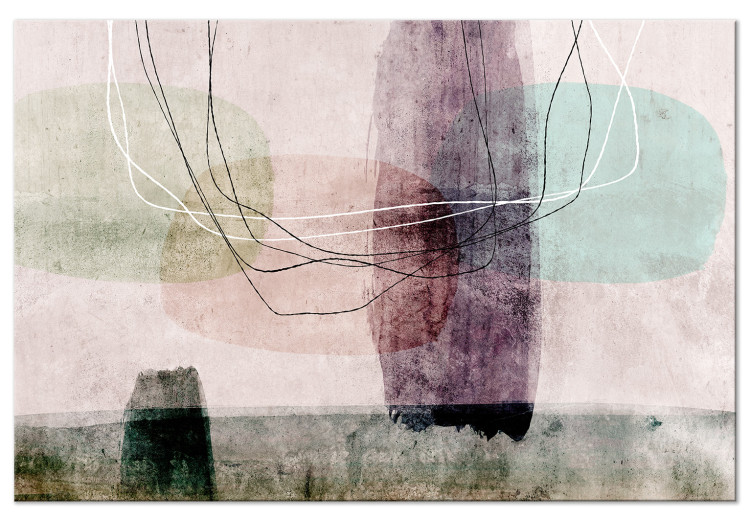 Canvas Print Levitation - Abstraction in delicate colors with lines in the air 134711