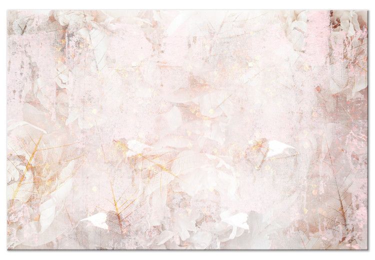 Canvas Art Print Creamy fog - Abstraction with blurry pink and white with gold elements 135111
