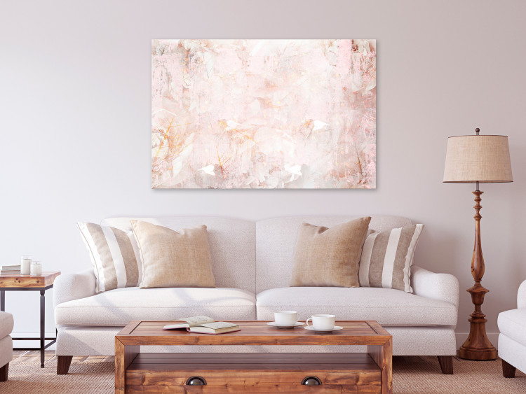 Canvas Art Print Creamy fog - Abstraction with blurry pink and white with gold elements 135111 additionalImage 3