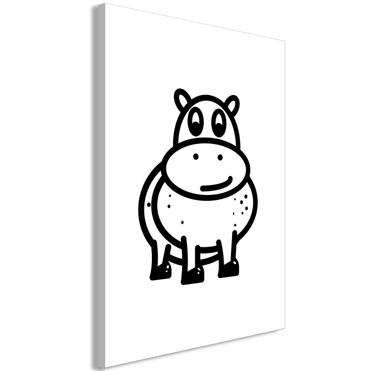 Canvas Print Hippo - black and white drawing image of a smiling hippo 135211 additionalImage 2
