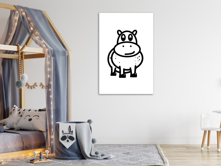 Canvas Print Hippo - black and white drawing image of a smiling hippo 135211 additionalImage 3