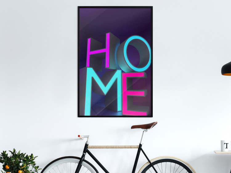 Poster Neon Home - neon English texts with 3D effect on a dark background 135511 additionalImage 12