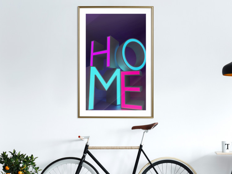 Poster Neon Home - neon English texts with 3D effect on a dark background 135511 additionalImage 9