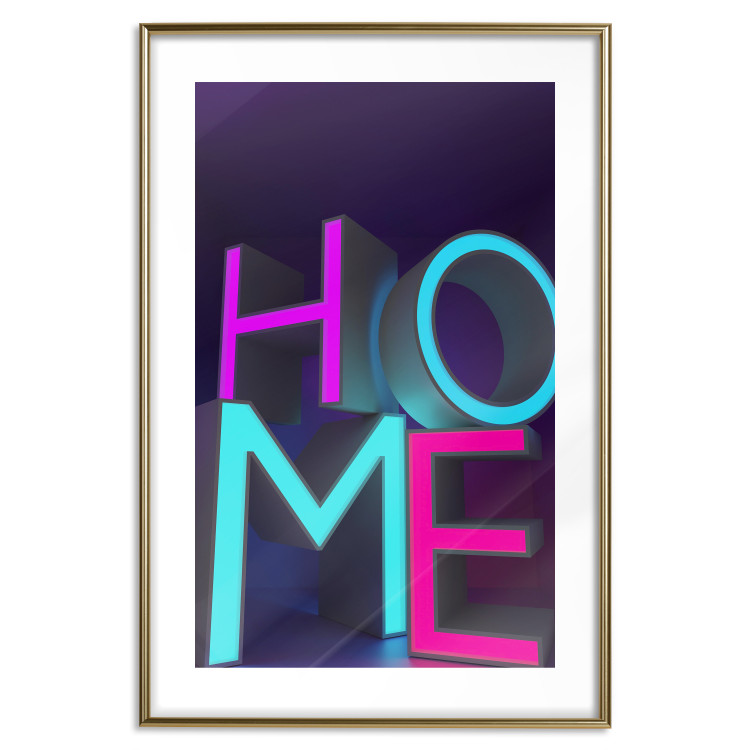 Poster Neon Home - neon English texts with 3D effect on a dark background 135511 additionalImage 5